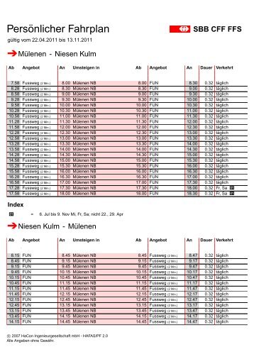 Pers¨onlicher Fahrplan