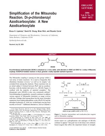 Organic Letters (2006) - Department of Chemistry and Biochemistry