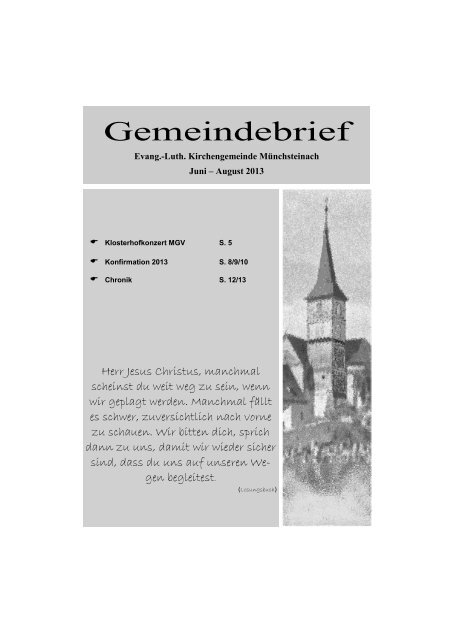 Gemeindebrief 2013 - Kirchengemeinde MÃ¼nchsteinach
