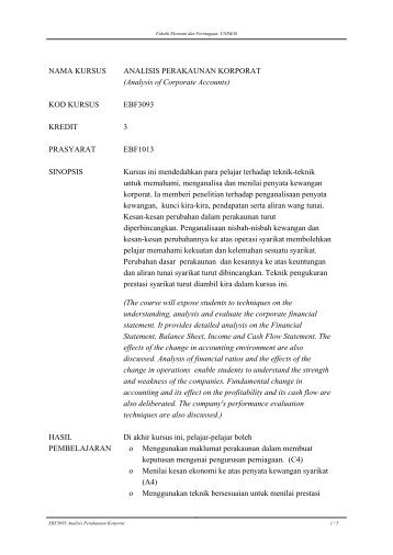 NAMA KURSUS ANALISIS PERAKAUNAN KORPORAT (Analysis of ...