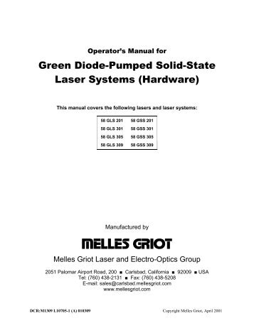 Green Diode-Pumped Solid-State Laser Systems (Hardware)