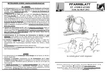 Pfarrbrief 24.06. - Feriendorf St. AndrÃ¤ bei Brixen