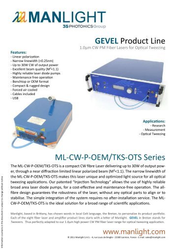 GEVEL Product Line ML-CW-P-OEM/TKS-OTS Series - RPMC Lasers