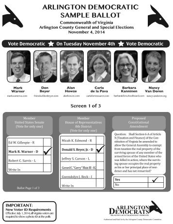 ARLINGTON DEMOCRATIC SAMPLE BALLOT - Arlington County ...