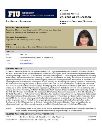 Dr. Maria Fernandez - College of Education