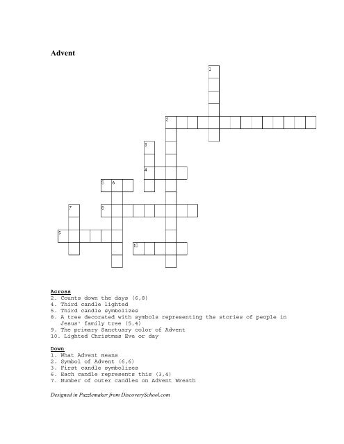 Advent Crossword Puzzle Catholic Mom