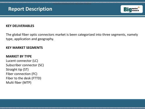 2020 Global Fiber Optic Connectors Market Size (Types, Applications and Geography) : BMR