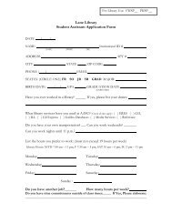 Lane Library Student Assistant Application Form