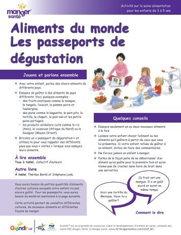 Aliments du monde Les passeports de dégustation