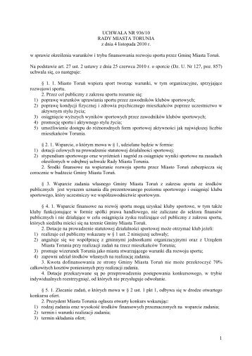 1 UCHWAÅA NR 936/10 RADY MIASTA TORUNIA z dnia 4 ...