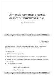 Dimensionamento e scelta di motori brushless e c.c.