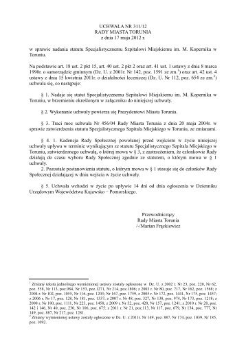 Statut szpitala w wersji pdf - Specjalistyczny Szpital Miejski im ...