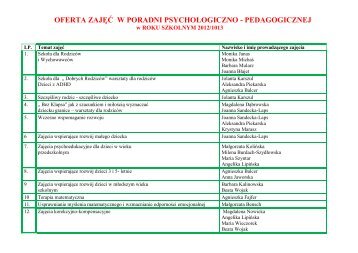 Oferta zajÄÄ pomocy psychologiczno-pedagogicznej