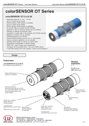 colorSENSOR OT-3-LU-30 e.pmd - Micro-Epsilon