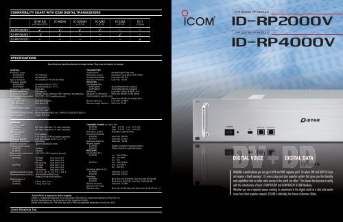 Icon Rp 5000 ID-RP2000V ID-RP4000V - ICOM Canada