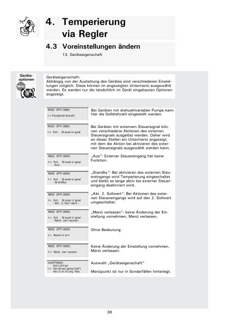 4. Temperierung via Regler 4.3 Voreinstellungen ändern - HUBER