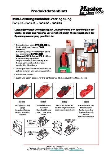 Mini-Leistungsschalter-Verriegelung - Master Lock Safety