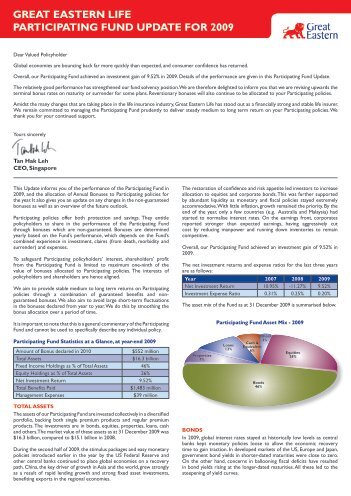 Great eastern Life ParticiPatinG fund uPdate for 2009