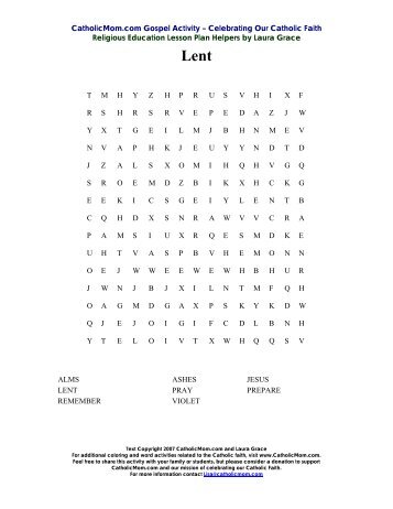Lent Word Search Puzzle - Catholic Mom
