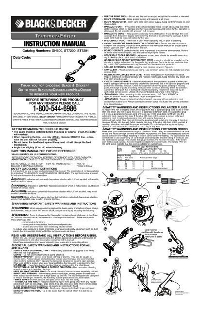 INSTRUCTION MANUAL - Black \u0026amp; Decker ServiceNet