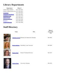Library Departments Staff Directory
