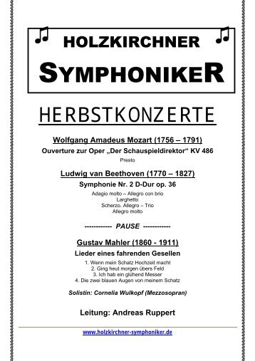 Symphonie Nr. 2 D-Dur op. 36 - holzkirchner-symphoniker.de