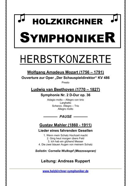 Symphonie Nr. 2 D-Dur op. 36 - holzkirchner-symphoniker.de