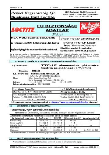 MSDS - Microsolder Kft.