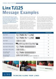 TJ225 Message Examples - Linx Printing Technologies