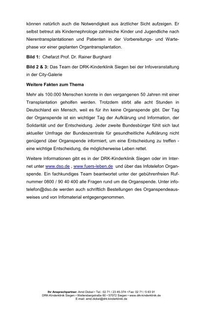 Pressemeldung als PDF zum Download - DRK-Kinderklinik Siegen
