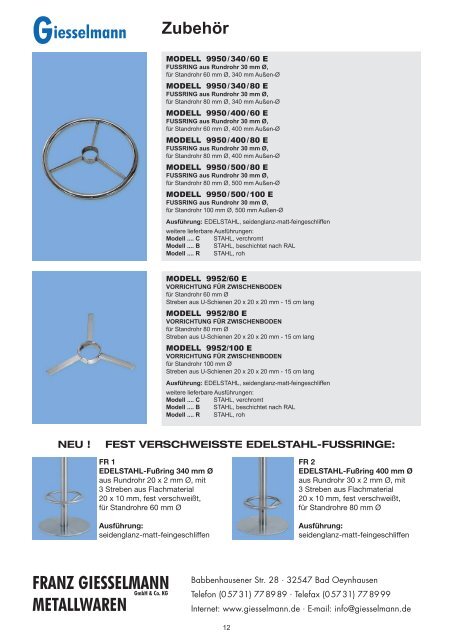 Katalog .indd - Franz Giesselmann Metallwaren GmbH & Co. KG