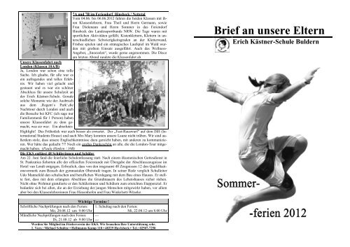 2012 Elt.brief Sommer - Erich KÃ¤stner Schule DÃ¼lmen-Buldern