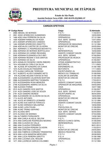 cargos funcionarios atulizado para site 11-10 - Prefeitura Municipal ...