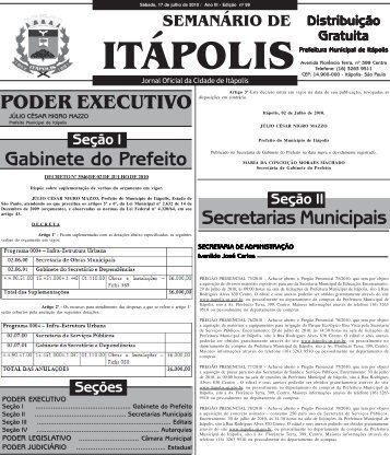 Dia 17 de julho de 2010 - Prefeitura Municipal de ItÃ¡polis
