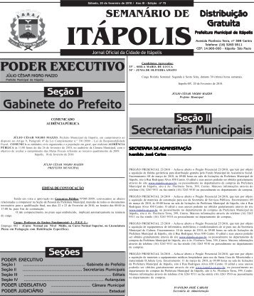 Dia 20 de fevereiro de 2010 - Prefeitura Municipal de ItÃ¡polis