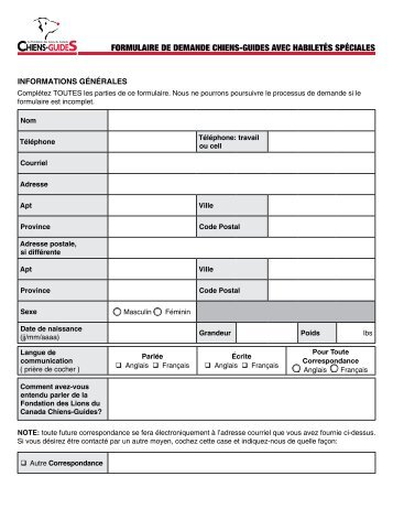 Formulaire pour Chiens-Guides avec habiletÃ©s spÃ©ciales, cliquez ici