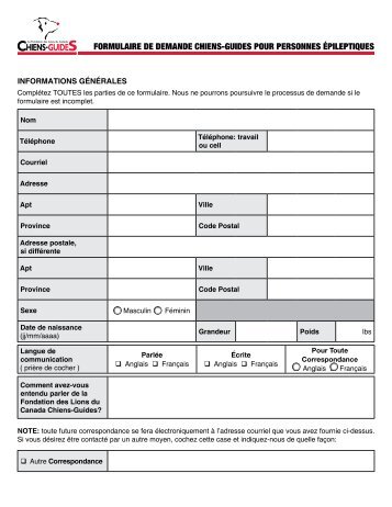 Formulaire pour Chiens-Guides de personnes Ã©pileptiques, cliquez ici