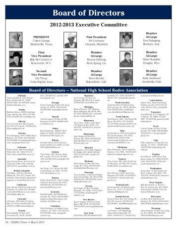 Board of Directors - National High School Rodeo Association