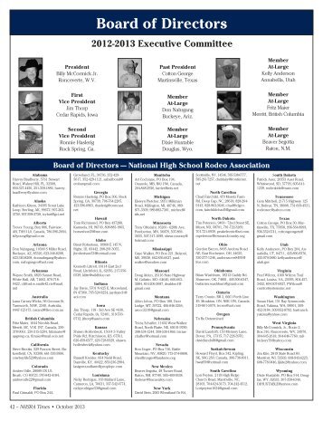 Board of Directors - National High School Rodeo Association