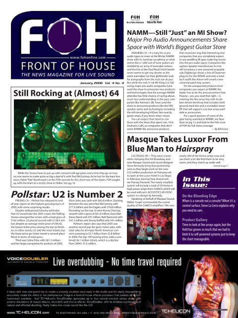 Pollstar: U2 is Number 2 - FOH Online