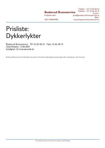 Prisliste: Dykkerlykter - Buskerud Brannservice