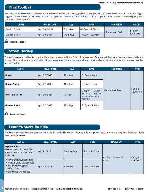 Program of Activities and Services