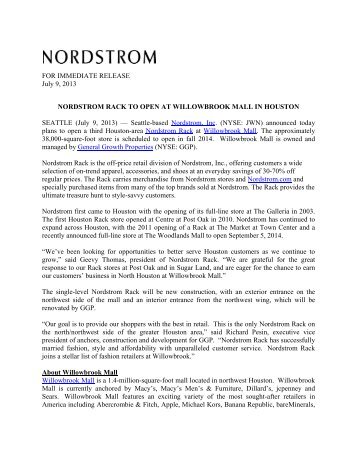 Nordstrom Rack To Open At Willowbrook Mall In Houston