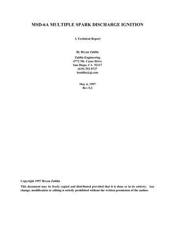 MSD-6A Multiple Spark Discharge Ignition A Technical Report