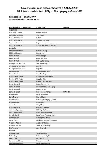 4. mednarodni salon digitalne fotografije NARAVA 2011 4th ...