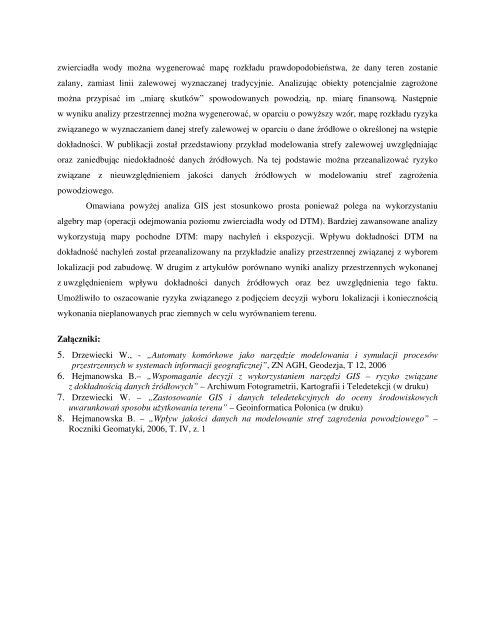 Sprawozdanie z badaÅ statutowych realizowanych w roku 2006 - AGH