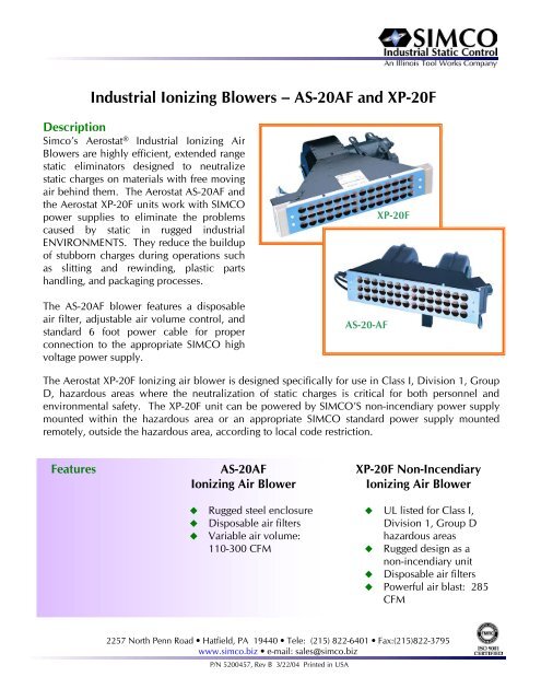 Industrial Ionizing Blowers â AS-20AF and XP-20F