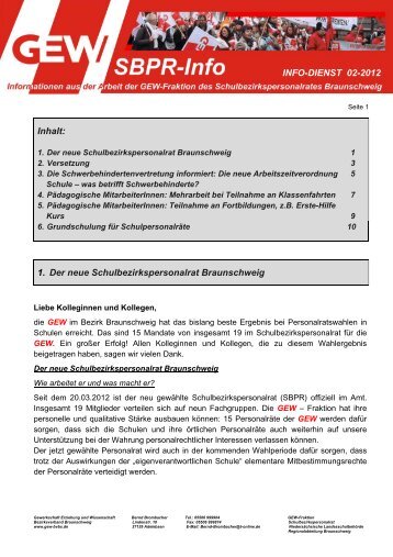 1. Der neue Schulbezirkspersonalrat Braunschweig - GÃ¶ttinger ...