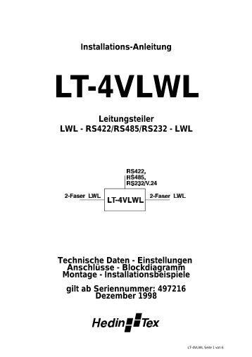 Installations-Anleitung LT-4VLWL Leitungsteiler ... - Hedin Tex GmbH