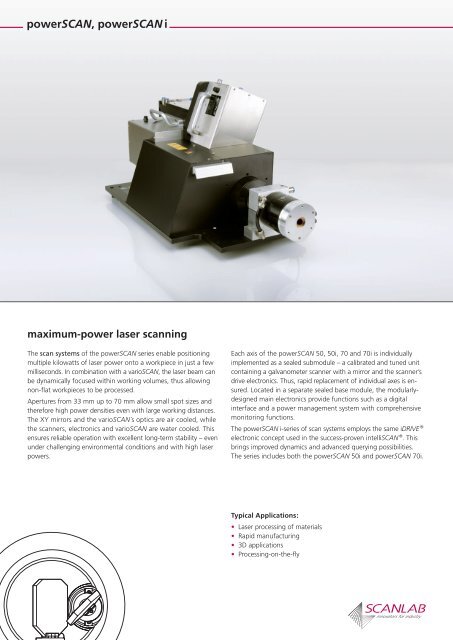powerSCAN, powerSCANi - scanlab ag